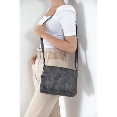 Silver Polo Ασημί Γυναικεία Τσάντα χιαστί με πέντε θήκες