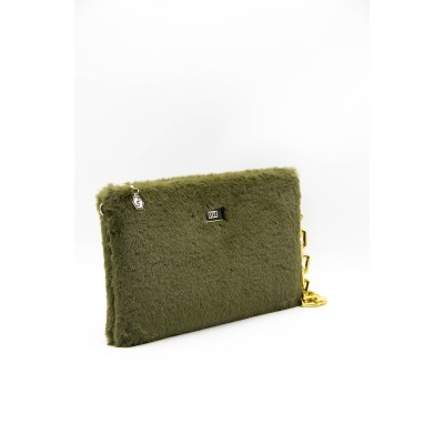 Silver Polo Χακί Βελούδινη Clutch Τσάντα μονής θήκης Silver Polo Χακί Βελούδινη Clutch Τσάντα μονής θήκης