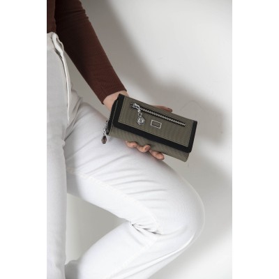 Silver Polo Χακί-Μαύρο Γυναικείο Πορτοφόλι & Θήκη Κάρτας με δύο θήκες Silver Polo Χακί-Μαύρο Γυναικείο Πορτοφόλι & Θήκη Κάρτας με δύο θήκες