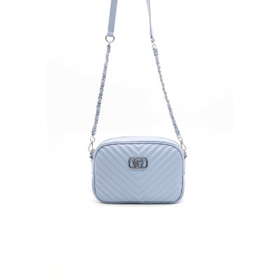 Silver Polo Γαλάζια Γυναικεία Τσάντα χιαστί μονής θήκης με λουράκι αλυσίδα
