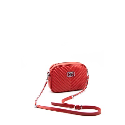 Silver Polo Κόκκινο Γυναικεία Τσάντα χιαστί μονής θήκης με λουράκι αλυσίδα Silver Polo Κόκκινο Γυναικεία Τσάντα χιαστί μονής θήκης με λουράκι αλυσίδα