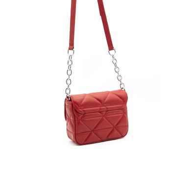 Silver Polo Κόκκινο Γυναικεία Τσάντα χιαστί μονής θήκης με τριγωνικό μοτίβο Silver Polo Κόκκινο Γυναικεία Τσάντα χιαστί μονής θήκης με τριγωνικό μοτίβο