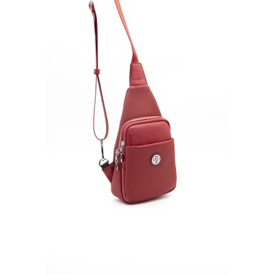 Silver Polo Κόκκινο Γυναικεία Τσάντα Freebag μεταλλικό φερμουάρ και με δύο θήκες