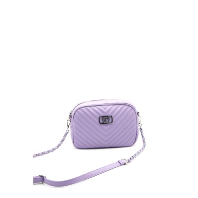 Silver Polo Λιλά Γυναικεία Τσάντα χιαστί μονής θήκης με λουράκι αλυσίδα Silver Polo Λιλά Γυναικεία Τσάντα χιαστί μονής θήκης με λουράκι αλυσίδα