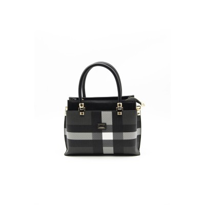 Silver Polo Μαύρη Γυναικεία Τσάντα χειρός με τρεις θήκες