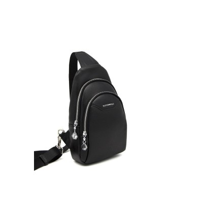 Silver Polo Μαύρη Γυναικεία τσάντα Freebag με δύο θήκες