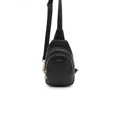 Silver Polo Μαύρη Ματ Γυναικεία Τσάντα Freebag με δύο θήκες