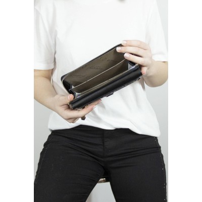 Silver Polo Μαύρο ανάγλυφο Γυναικείο Πορτοφόλι & Θήκη Κάρτας με δύο θήκες Silver Polo Μαύρο ανάγλυφο Γυναικείο Πορτοφόλι & Θήκη Κάρτας με δύο θήκες