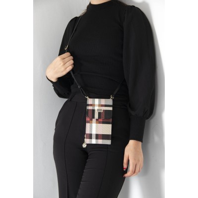 Silver Polo Μαύρο Κόκκινο Γυναικείο Πορτοφόλι & Θήκη Κάρτας/Τηλεφώνου με λουράκι και με μοτίβο καρό Silver Polo Μαύρο Κόκκινο Γυναικείο Πορτοφόλι & Θήκη Κάρτας/Τηλεφώνου με λουράκι και με μοτίβο καρό