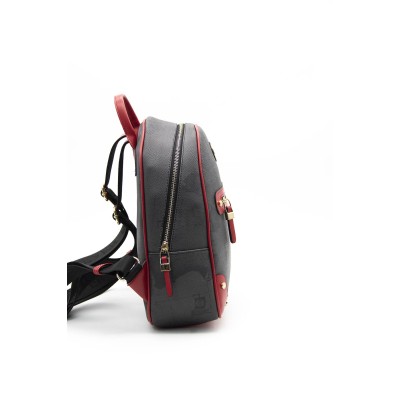 Silver Polo Μαύρο Γυναικείο Σακίδιο Πλάτης μονής θήκης με χρυσό αξεσουάρ