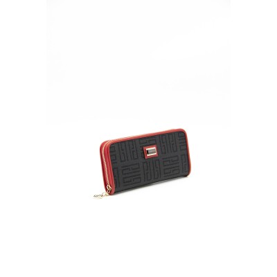Silver Polo Μαύρο Κόκκινο Γυναικείο Πορτοφόλι & Θήκη για Κάρτες με μοτίβο λογότυπο