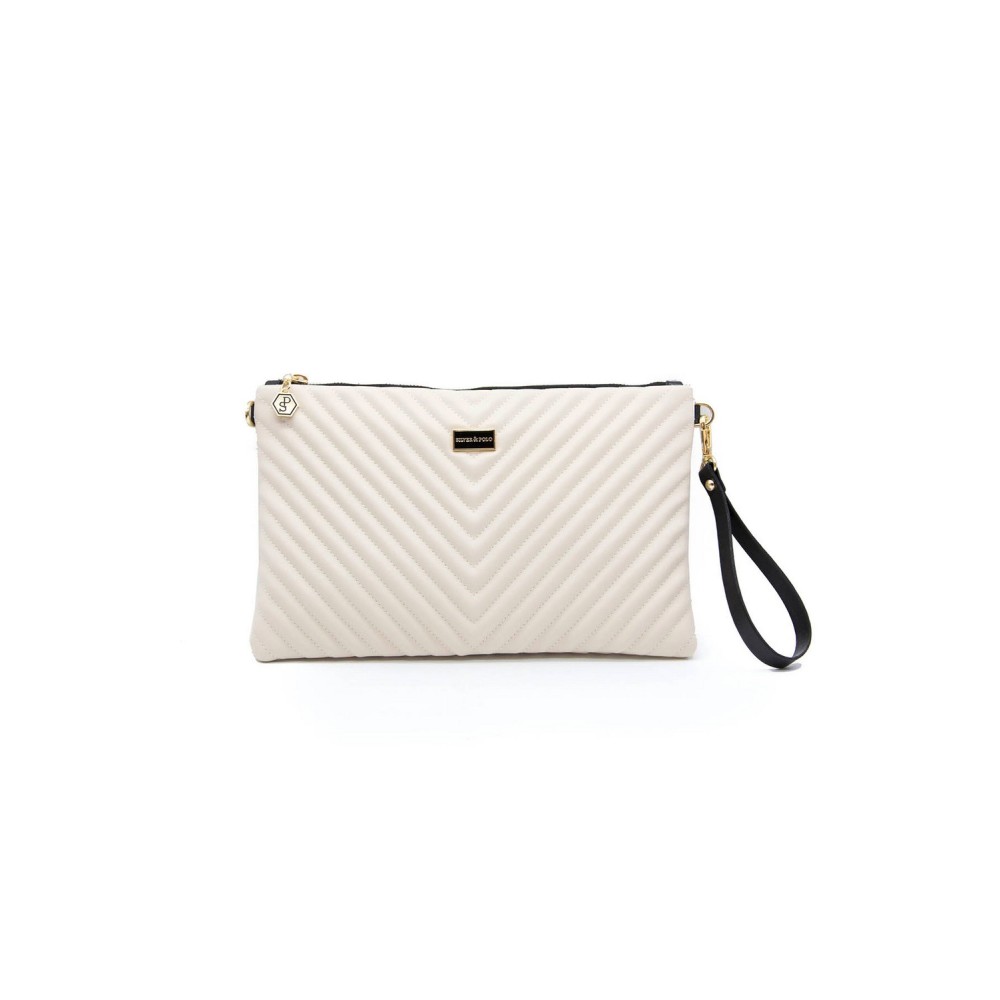 Silver Polo Μπεζ Clutch τσάντα μονής θήκης SP1034-14