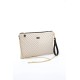 Silver Polo Μπεζ Clutch τσάντα μονής θήκης SP1034-14