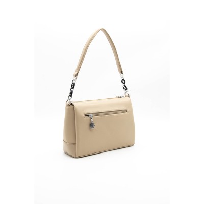 Silver Polo Nut Γυναικεία τσάντα ώμου με ασημί αξεσουάρ τρεις θήκες Silver Polo Nut Γυναικεία τσάντα ώμου με ασημί αξεσουάρ τρεις θήκες