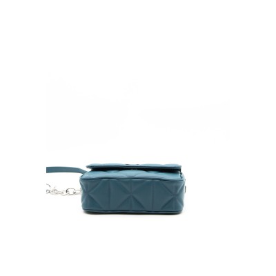 Silver Polo Πετρόλ Γυναικεία Τσάντα χιαστί μονής θήκης με τριγωνικό μοτίβο