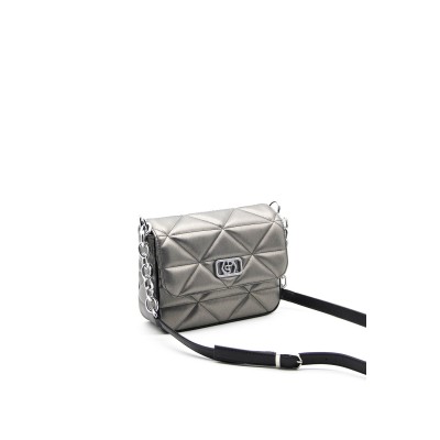 Silver Polo Πλατίνα Γυναικεία Τσάντα χιαστί μονής θήκης με τριγωνικό μοτίβο Silver Polo Πλατίνα Γυναικεία Τσάντα χιαστί μονής θήκης με τριγωνικό μοτίβο