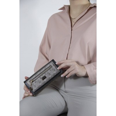 Silver Polo Πλατίνα ανάγλυφο Γυναικείο Πορτοφόλι & Θήκη Κάρτας με δύο θήκες Silver Polo Πλατίνα ανάγλυφο Γυναικείο Πορτοφόλι & Θήκη Κάρτας με δύο θήκες