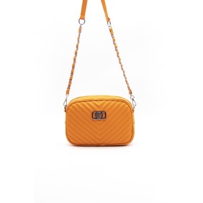 Silver Polo Πορτοκαλί Γυναικεία Τσάντα χιαστί μονής θήκης με λουράκι αλυσίδα