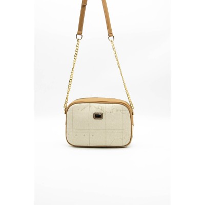 Silver Polo Σκούρο Μπεζ Γυναικεία Tσάντα χιαστί μονής θήκης με λουράκι αλυσίδα